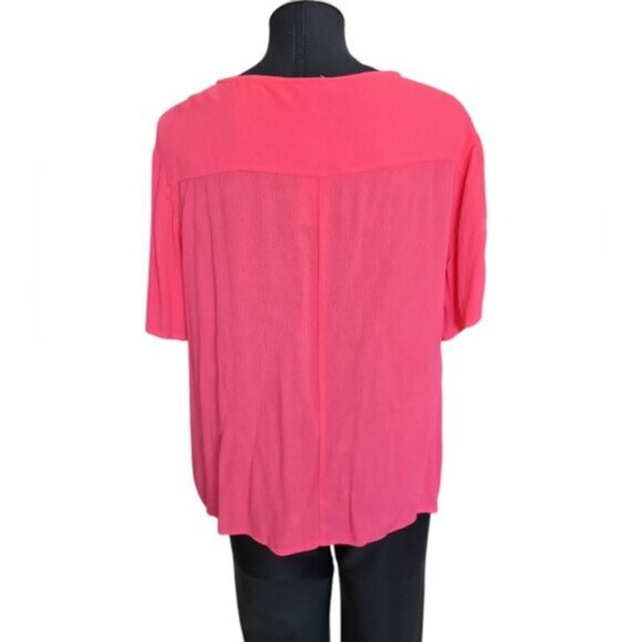 V-Neck Cross Over Side Tie Crinkle Blouse ESQUALO Sz 14 + - Picture 4 of 8